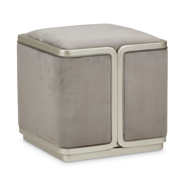 AICO Furniture Linea Linea Ottoman Gray Pearl in Silver Mist - Bargain Furniture (Detroit, MI)