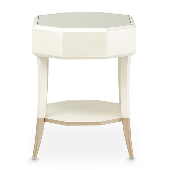 AICO La Rachelle Octagonal End Table w/ Drawer in Medium Champagne - Bargain Furniture (Detroit, MI)
