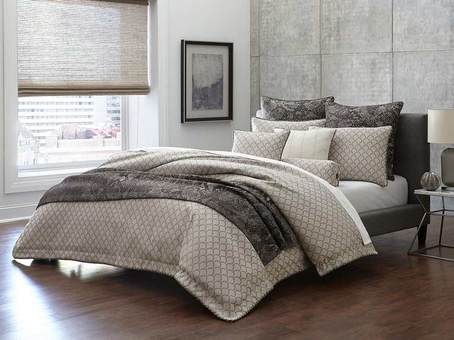 AICO Paragon 9-pc Queen Comforter Set in Taupe - Bargain Furniture (Detroit, MI)