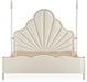 AICO Malibu Crest Queen Scalloped Poster Bed in Chardonnay - Bargain Furniture (Detroit, MI)