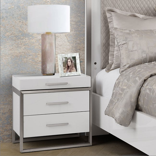 AICO Marquee Nightstand in Cloud White - Bargain Furniture (Detroit, MI)