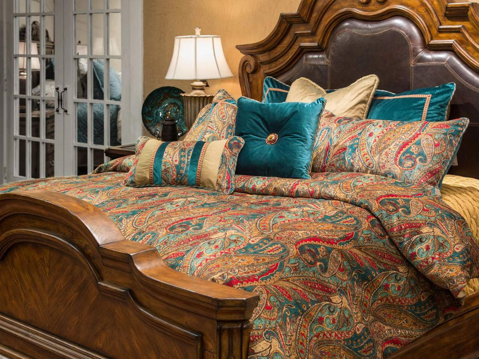 AICO Seville 9-pc Queen Comforter Set in Honey - Bargain Furniture (Detroit, MI)