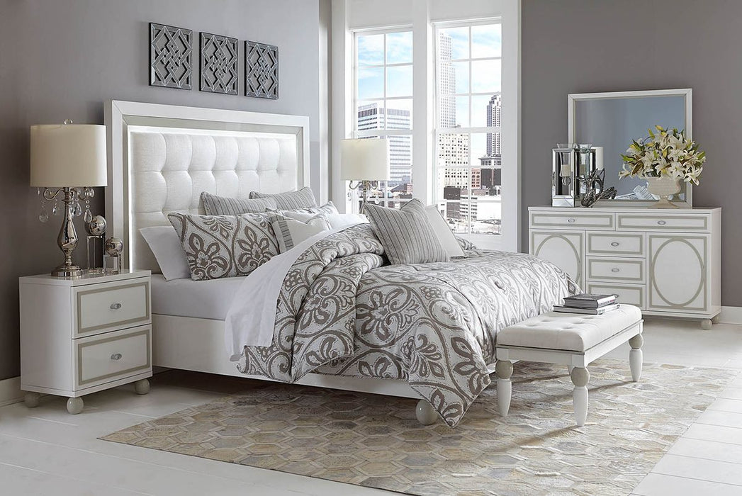 AICO Sky Tower Bedside Bench in White Cloud - Bargain Furniture (Detroit, MI)