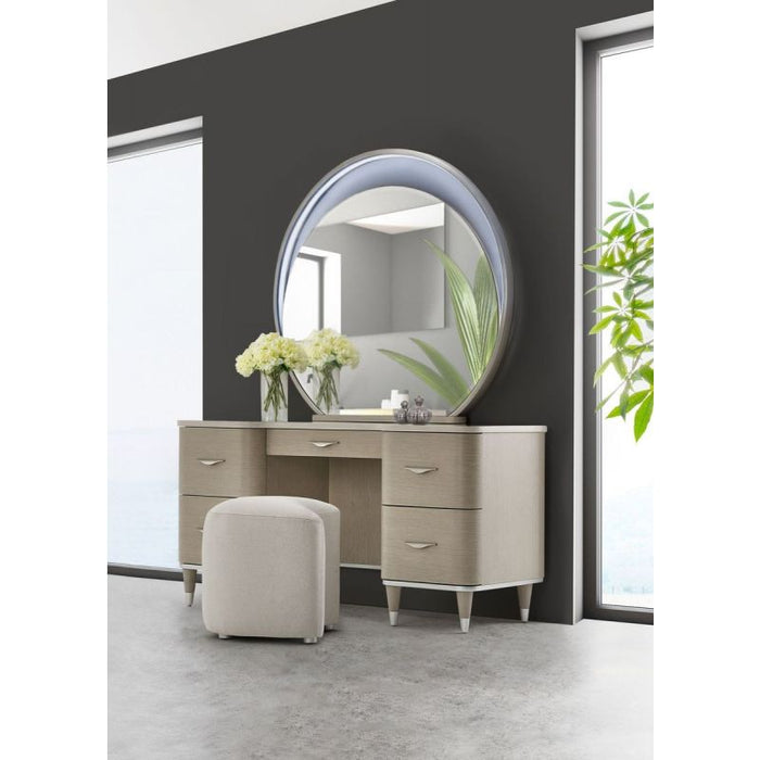 AICO Eclipse Vanity Stool in Moonlight - Bargain Furniture (Detroit, MI)