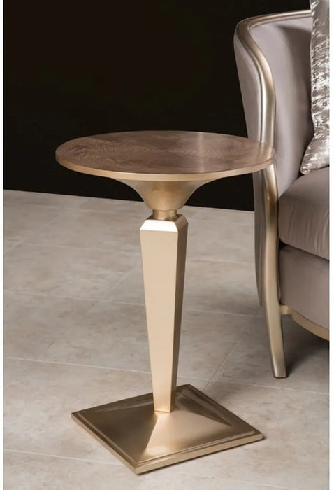 AICO Malibu Crest Round Pedestal Tea Table in Chardannoy - Bargain Furniture (Detroit, MI)