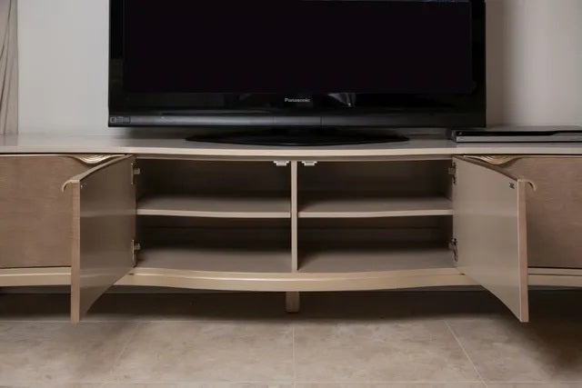 AICO Malibu Crest TV Console in Blush - Bargain Furniture (Detroit, MI)