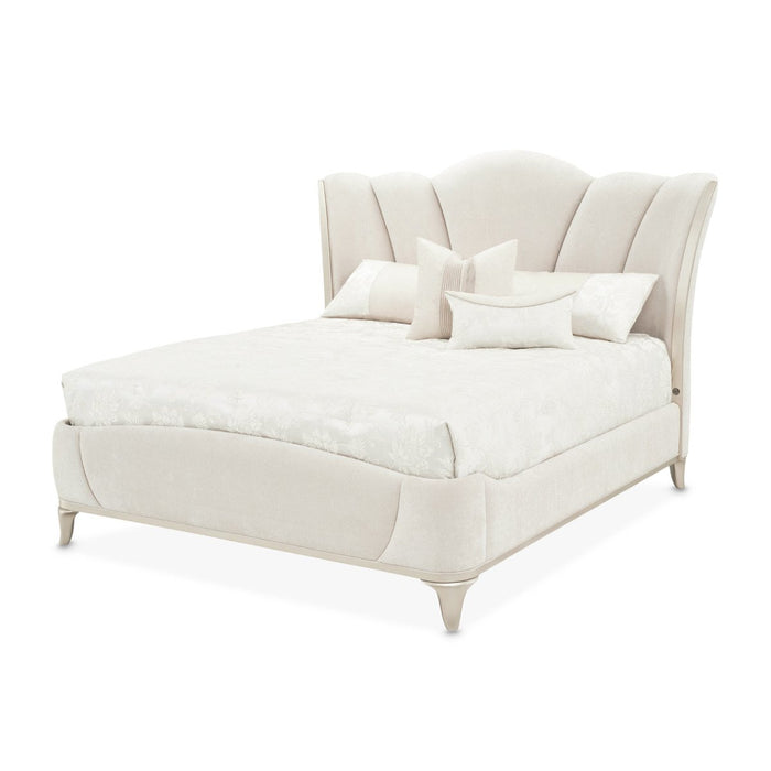 AICO Furniture La Marisia Queen Upholstered Platform Bed in Creamy Pearl - Bargain Furniture (Detroit, MI)