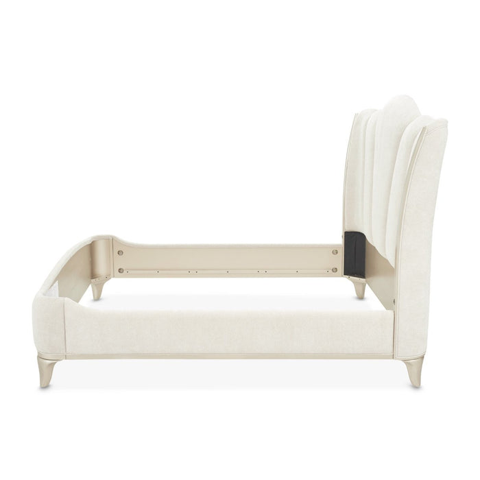 AICO Furniture La Marisia Queen Upholstered Platform Bed in Creamy Pearl - Bargain Furniture (Detroit, MI)
