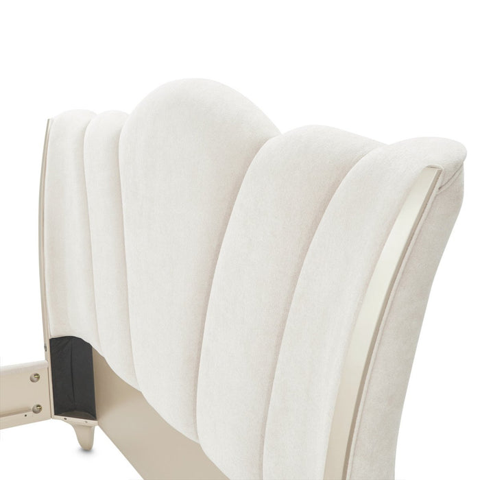 AICO Furniture La Marisia Queen Upholstered Platform Bed in Creamy Pearl - Bargain Furniture (Detroit, MI)
