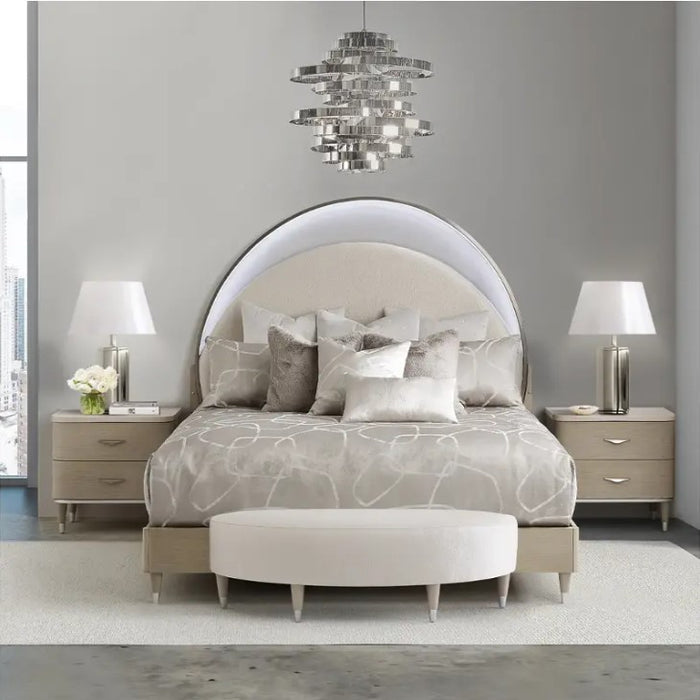 AICO Eclipse Cal King Upholstered Bed in Moonlight - Bargain Furniture (Detroit, MI)